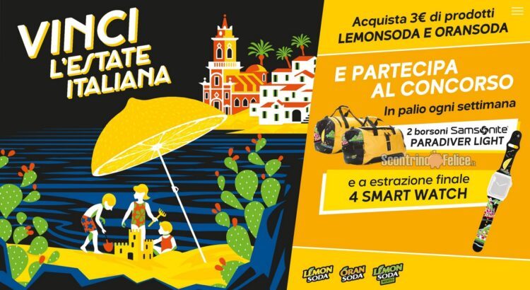 Concorso Lemonsoda e Oransoda “Vinci l’estate italiana” 2022: vinci borsoni Samsonite e Apple Watch 7