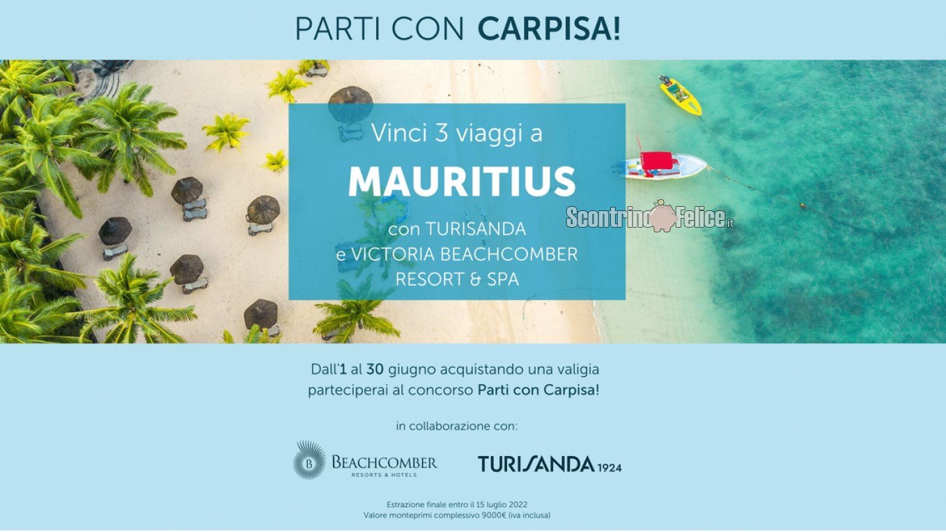 Concorso "Parti con Carpisa": vinci 3 viaggi a Mauritius