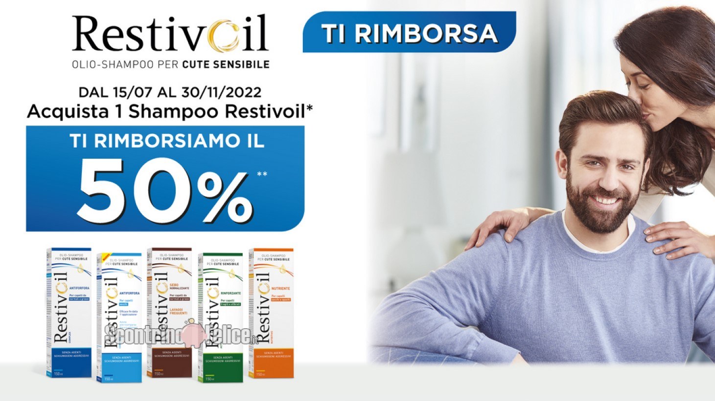 Cashback Restivoil Ti Rimborsa: ricevi un rimborso del 50% su uno shampoo!