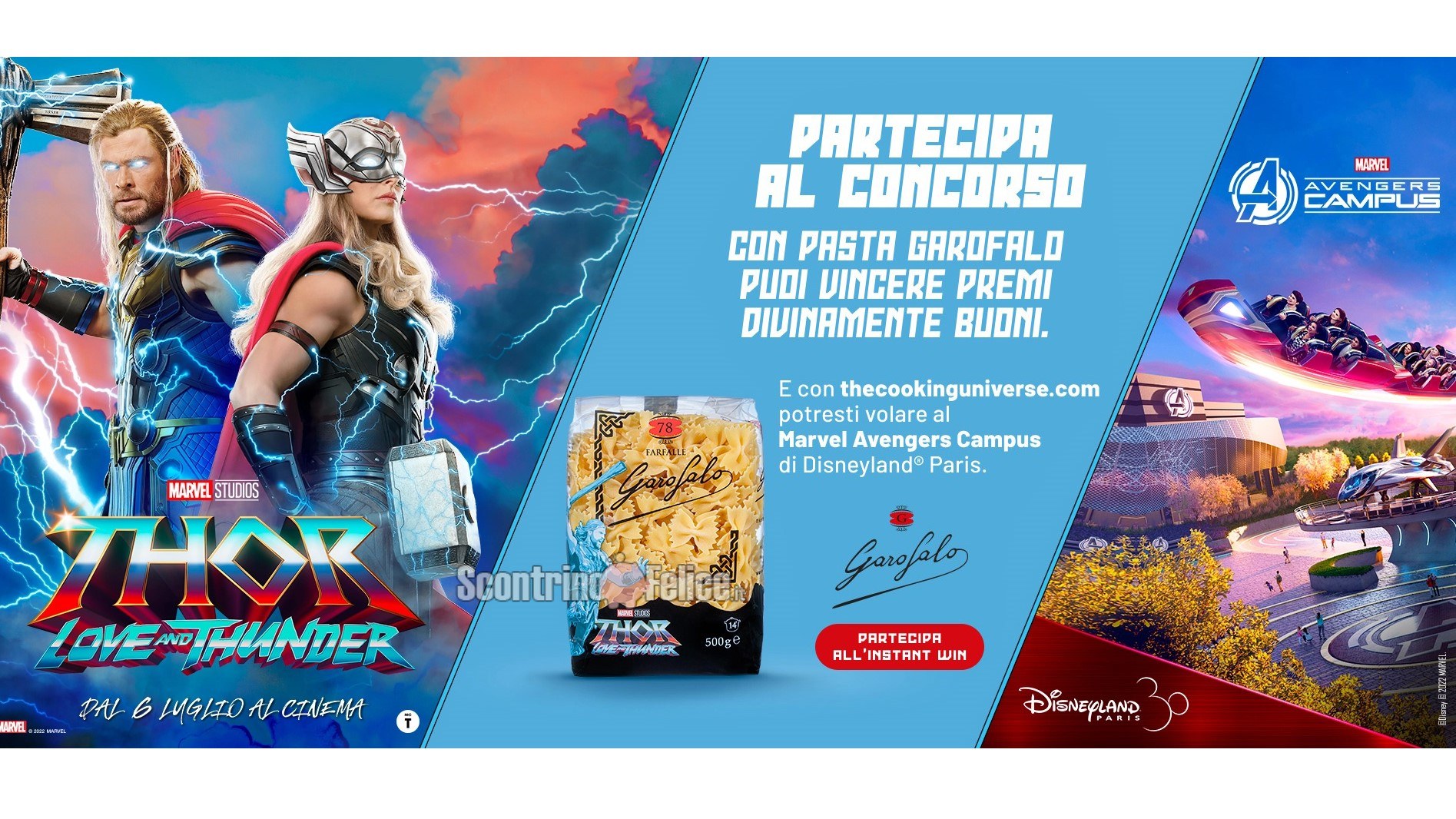 Concorso gratuito Garofalo: vinci forniture di pasta, biglietti per il film Thor: Love and Thunder e un viaggio a Disneyland Paris!
