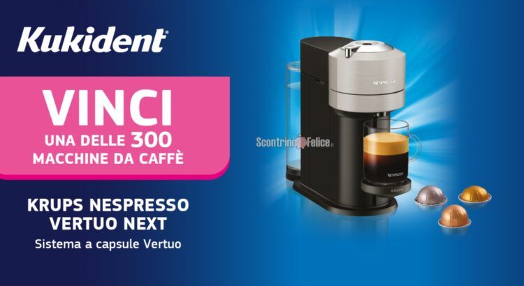 Concorso Kukident: vinci una delle 300 macchine da caffè Krups Nespresso Vertuo Next