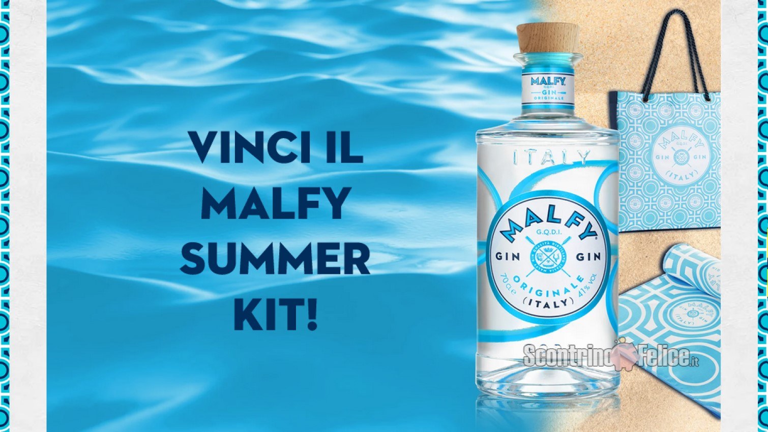 Vinci GRATIS 100 Summer Kit composti da 1 bottiglia di Malfy Gin, 1 tote bag e 1 telo mare!