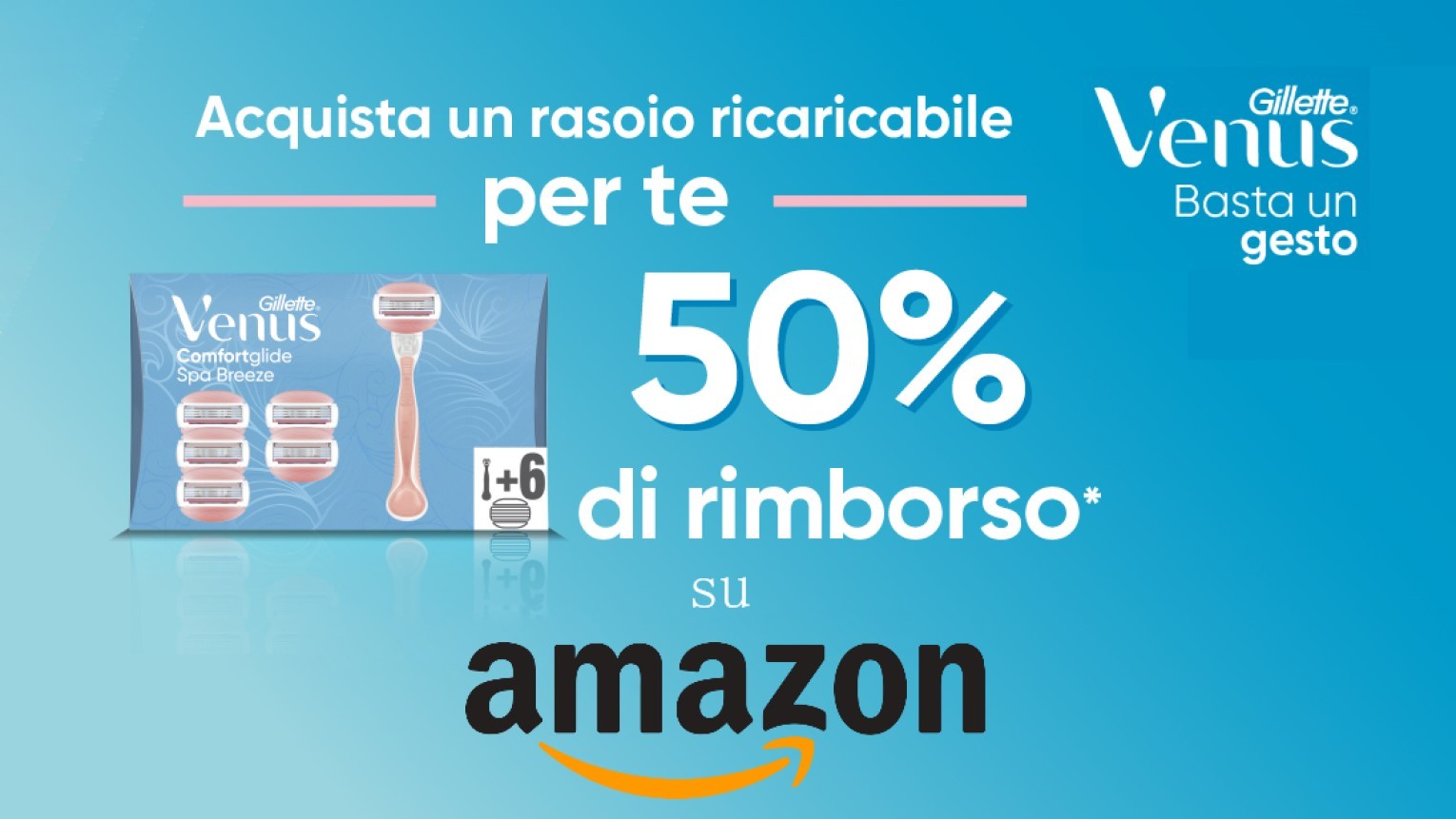 Cashback Gillette Venus su Amazon: ricevi il rimborso del 50%