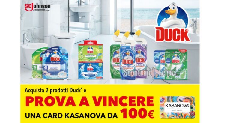 Concorso Duck vinci 15 Gift Card Kasanova da 100 Euro