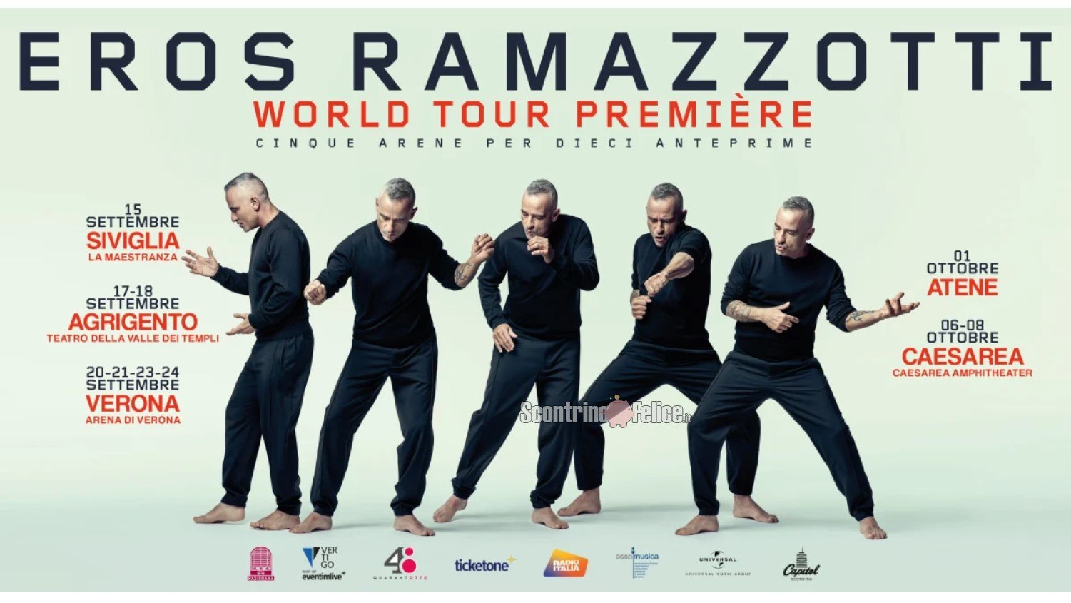 Concorso "Radio Italia ti regala Battito Infinito World Tour": vinci viaggio e concerto di Eros Ramazzotti