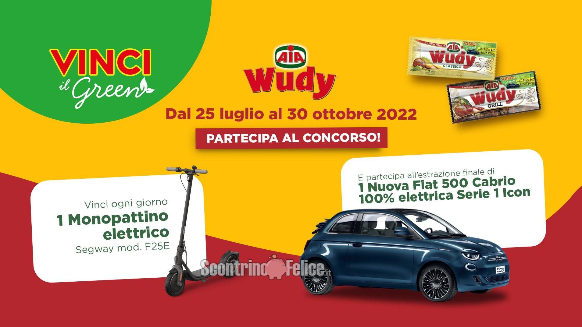 Concorso Wudy Aia 2022: in palio 63 Monopattini Elettrici Segway e 1 automobile Fiat 500 Cabrio elettrica
