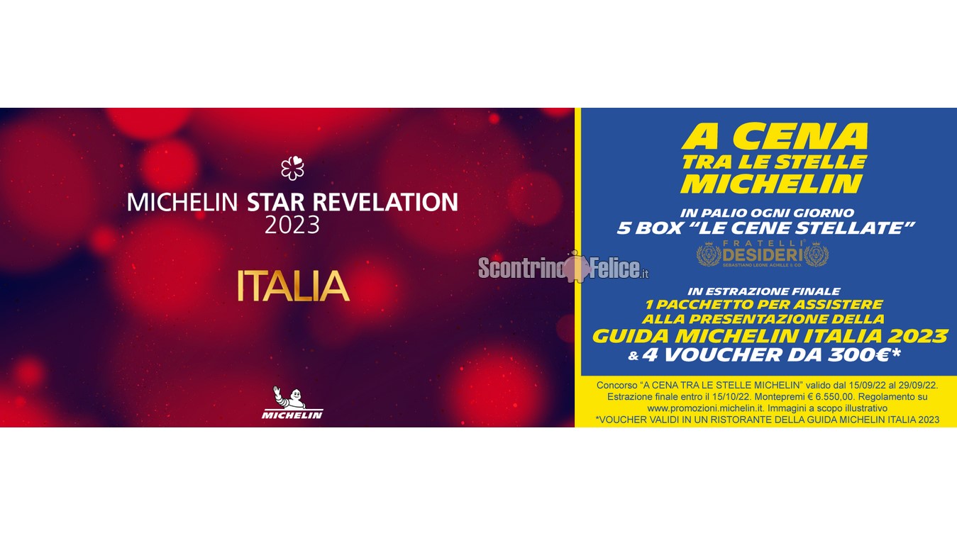 Concorso gratuito Michelin: vinci 5 box “Le Cene Stellate” in palio ogni giorno (e non solo!)