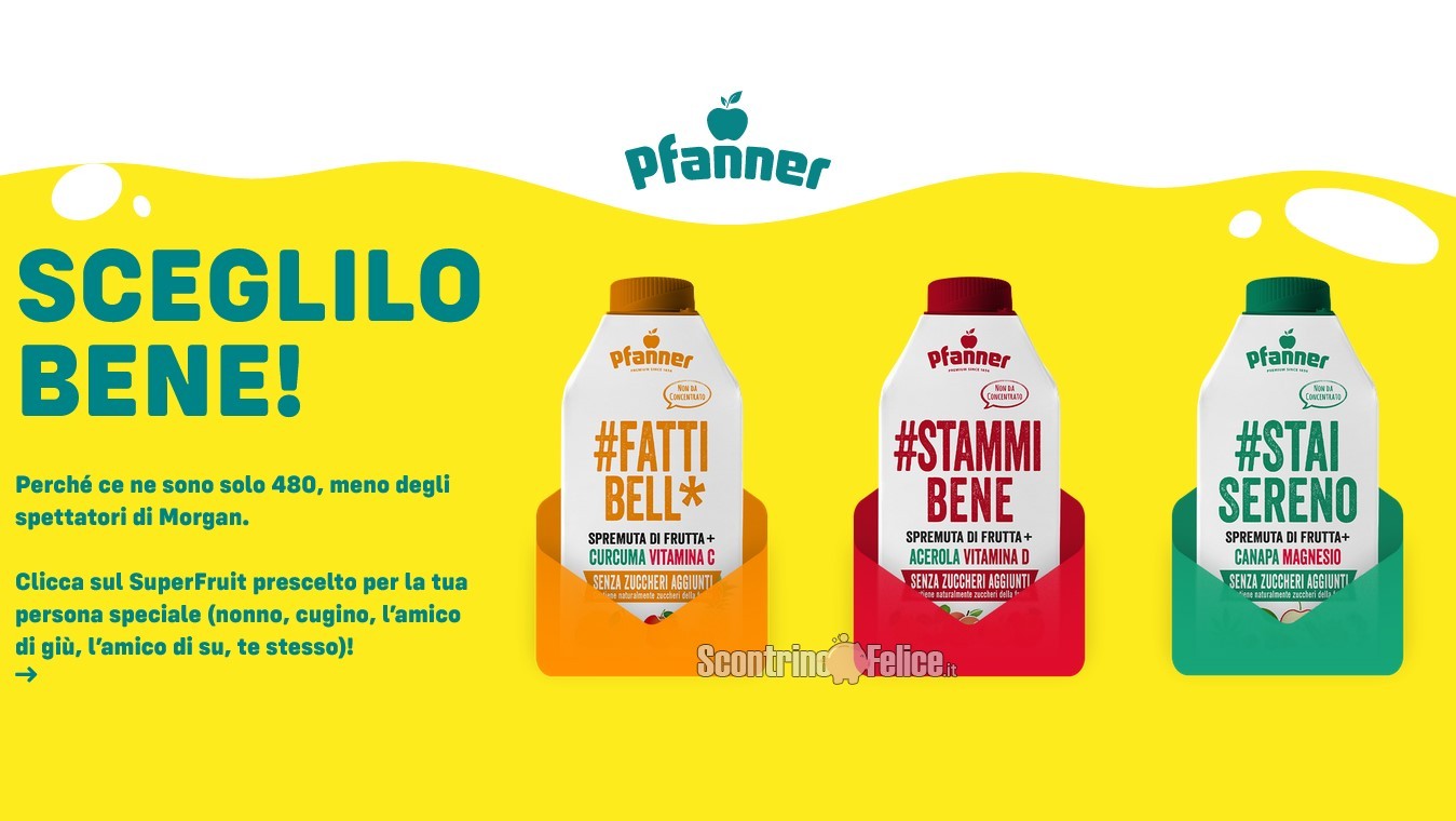 Concorso gratuito Pfanner "Dillo con un succo": vinci Box con succo Pfanner Superfruit On The Go