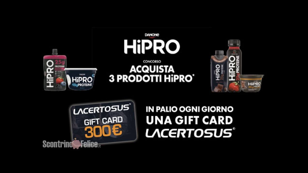 Concorso Hipro: vinci 1 Gift Card Lacertosus da 300 euro al giorno