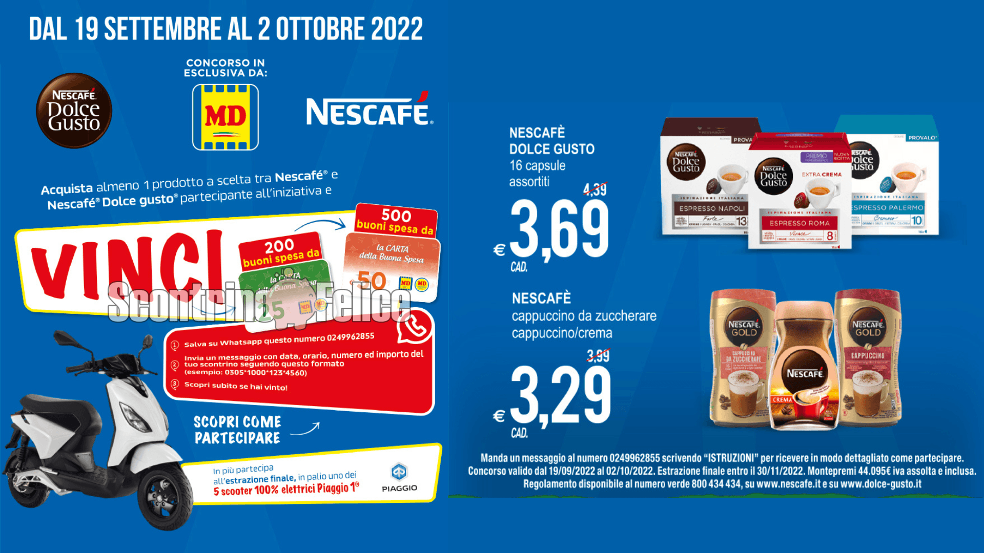 Concorso Nescafé Dolce Gusto da MD: in palio Buoni spesa e 5 scooter Piaggio 2