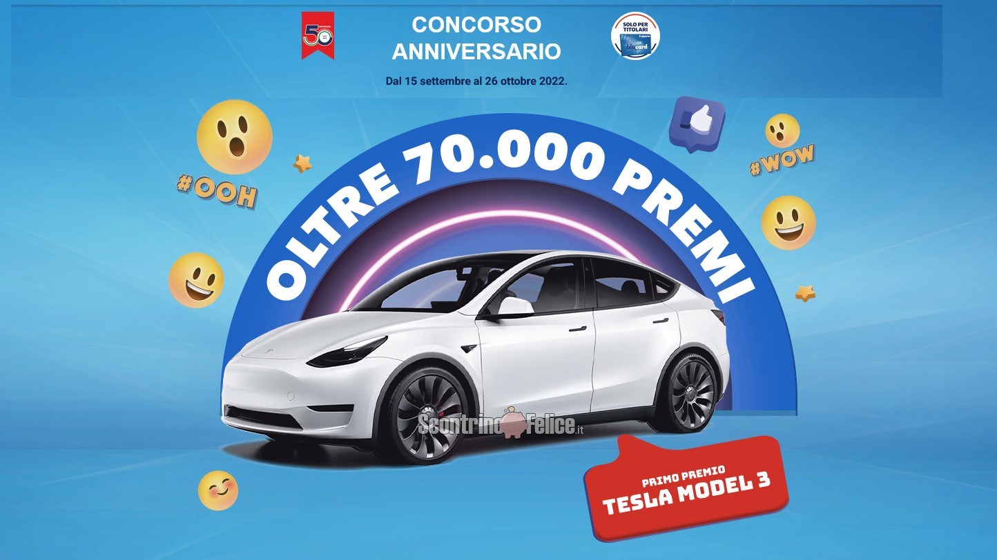 Il Gigante “Concorso Anniversario”: oltre 70.000 premi in palio (e 1 Tesla!)