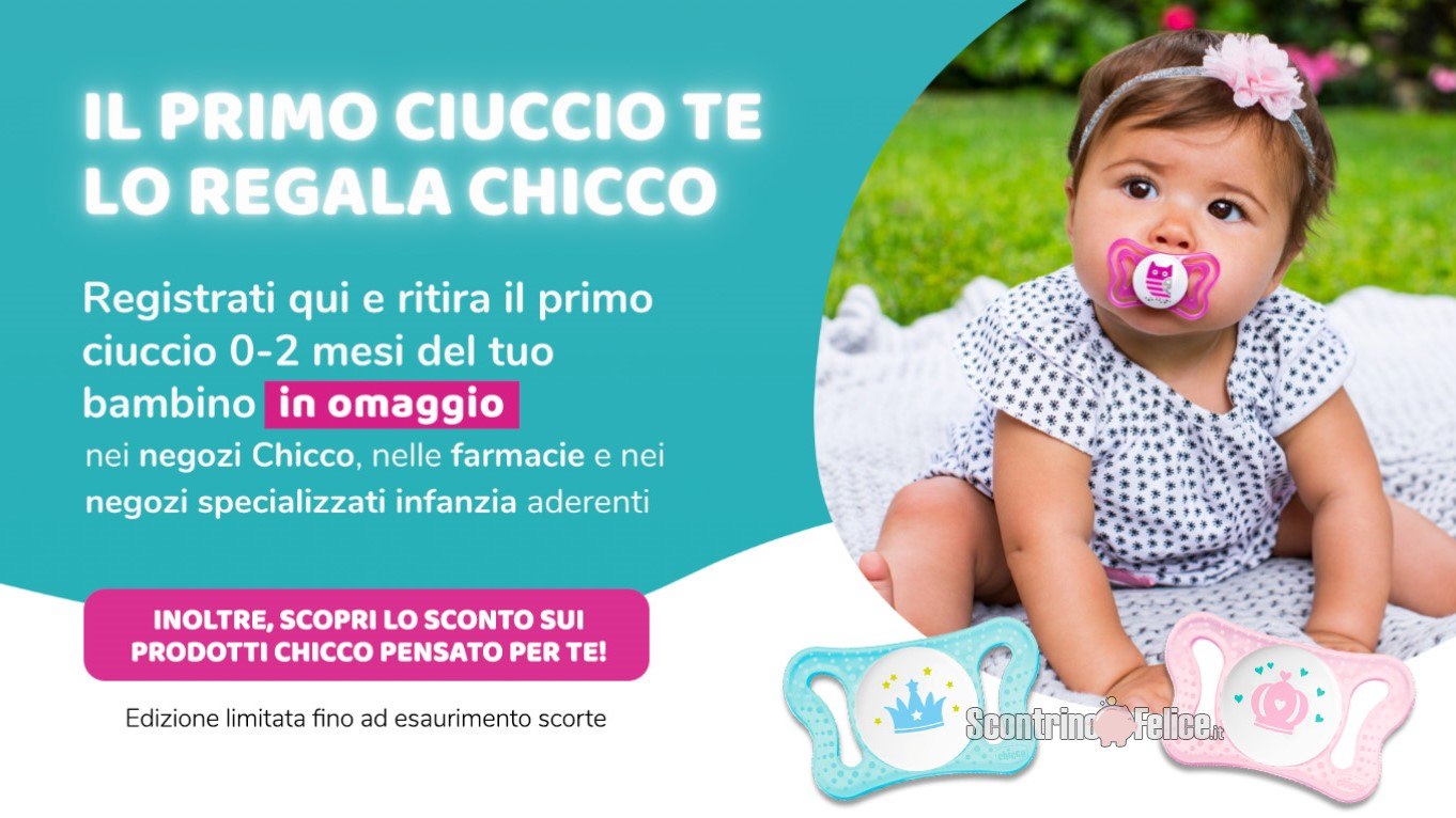 Ciuccio Chicco in regalo: richiedilo e ritiralo!