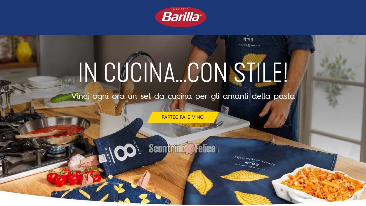 Concorso Barilla da Carrefour: vinci ogni ora 1 set da cucina brandizzato