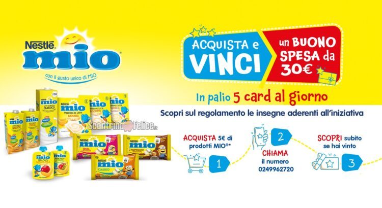 Concorso Nestlé MIO: 5 Buoni spesa da 30 euro in palio ogni giorno!