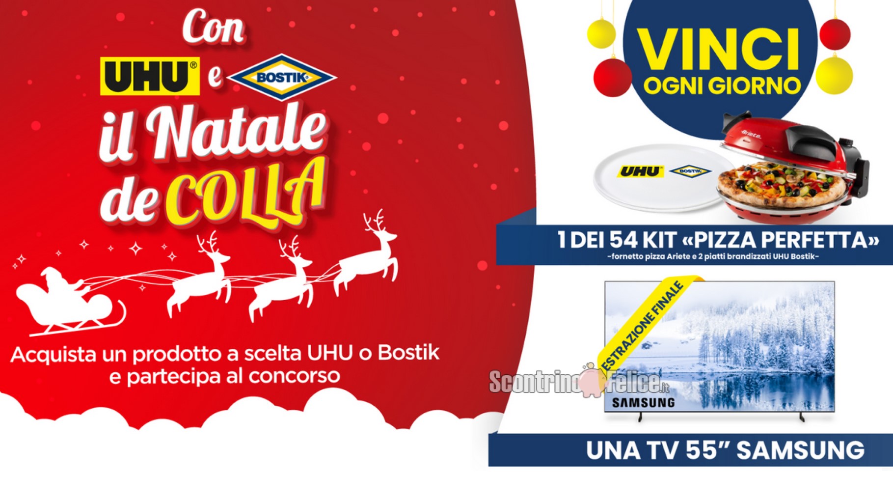 Concorso “Con UHU e BOSTIK il Natale deCOLLA”: in palio Kit Pizza Perfetta e 1 TV Samsung da 55”