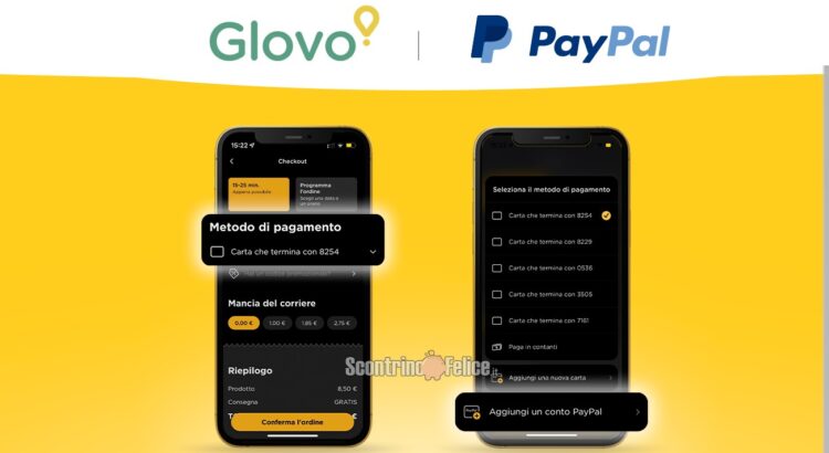 Glovo: paga con PayPal e ricevi 5 euro in regalo!