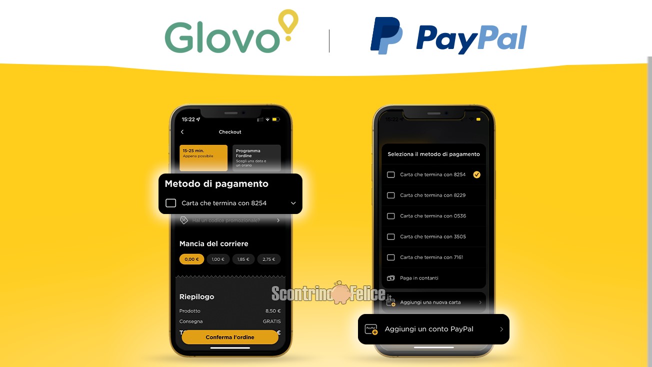 Glovo: paga con PayPal e ricevi 5 euro in regalo!