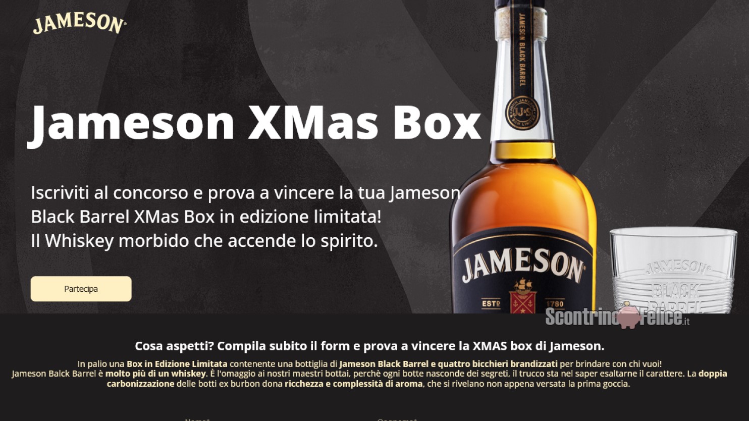 Vinci GRATIS 100 Jameson Black Barrel XMas Box in edizione limitata!