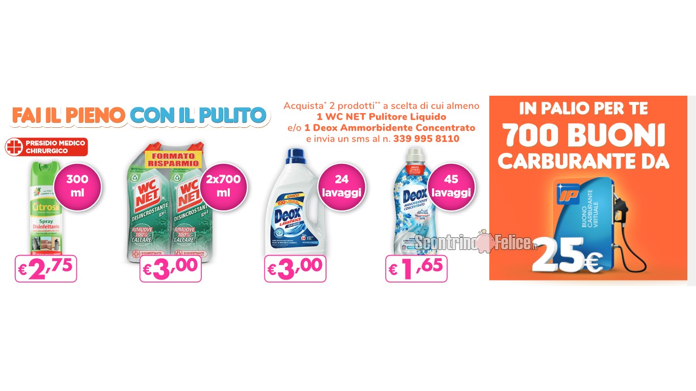 Concorso "Fai il pieno con il pulito": in palio 700 buoni carburante IP da 25 euro
