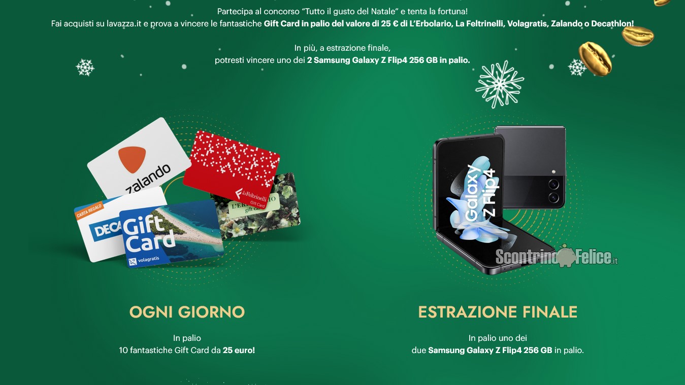 Concorso Lavazza: vinci gift card e Samsung Galaxy Z Flip4