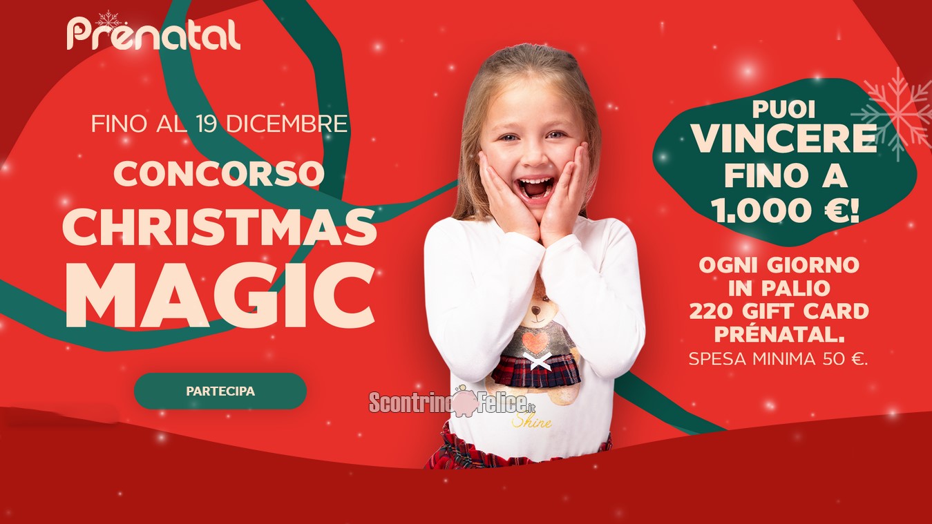 Concorso Prenatal "Christmas Magic": in palio gift card acquisto fino a 1.000 euro!