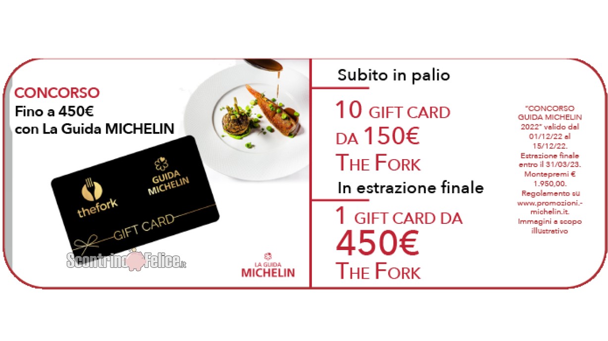 The Fork: vinci 450€ di Gift Card con Guida Michelin 2022