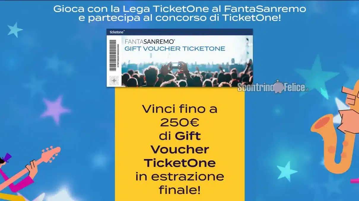 TicketOne FantaSanremo: vinci gratis voucher fino a 250 euro