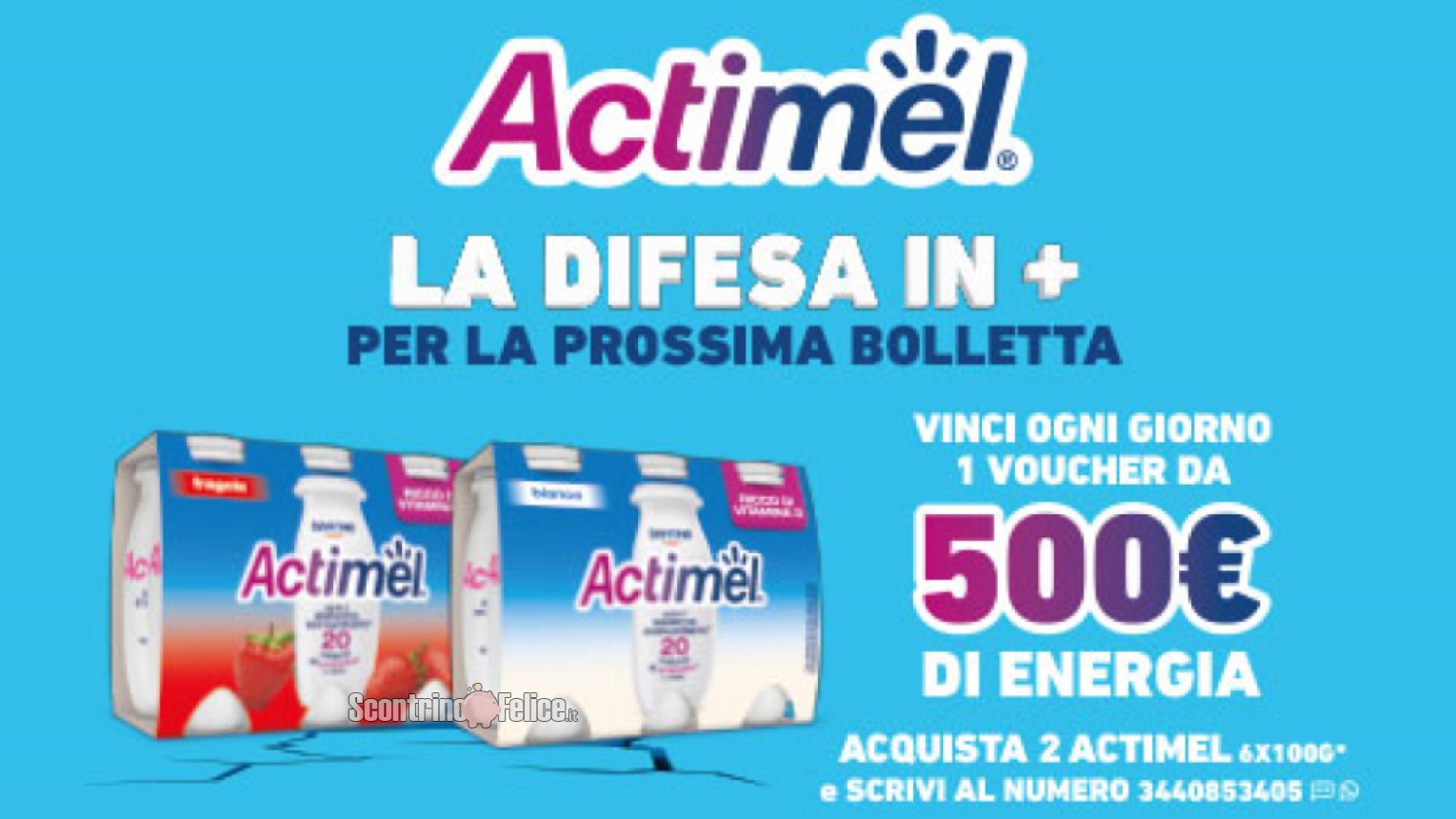 Concorso "Vinci l’Energia con Actimel”: in palio ogni giorno 500 euro per pagare le tue bollette