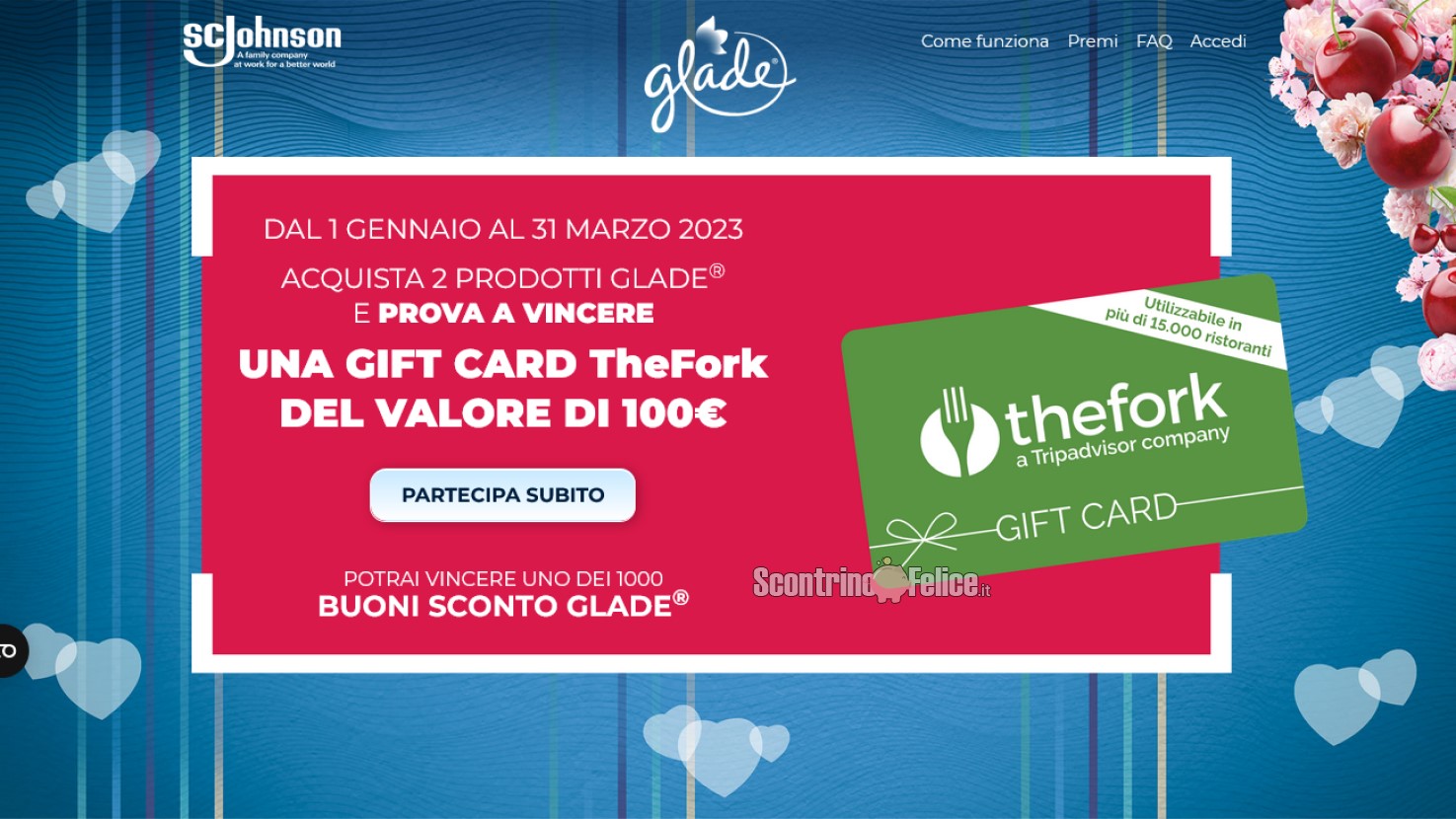 Concorso Glade: vinci Gift Card TheFork da 100 euro