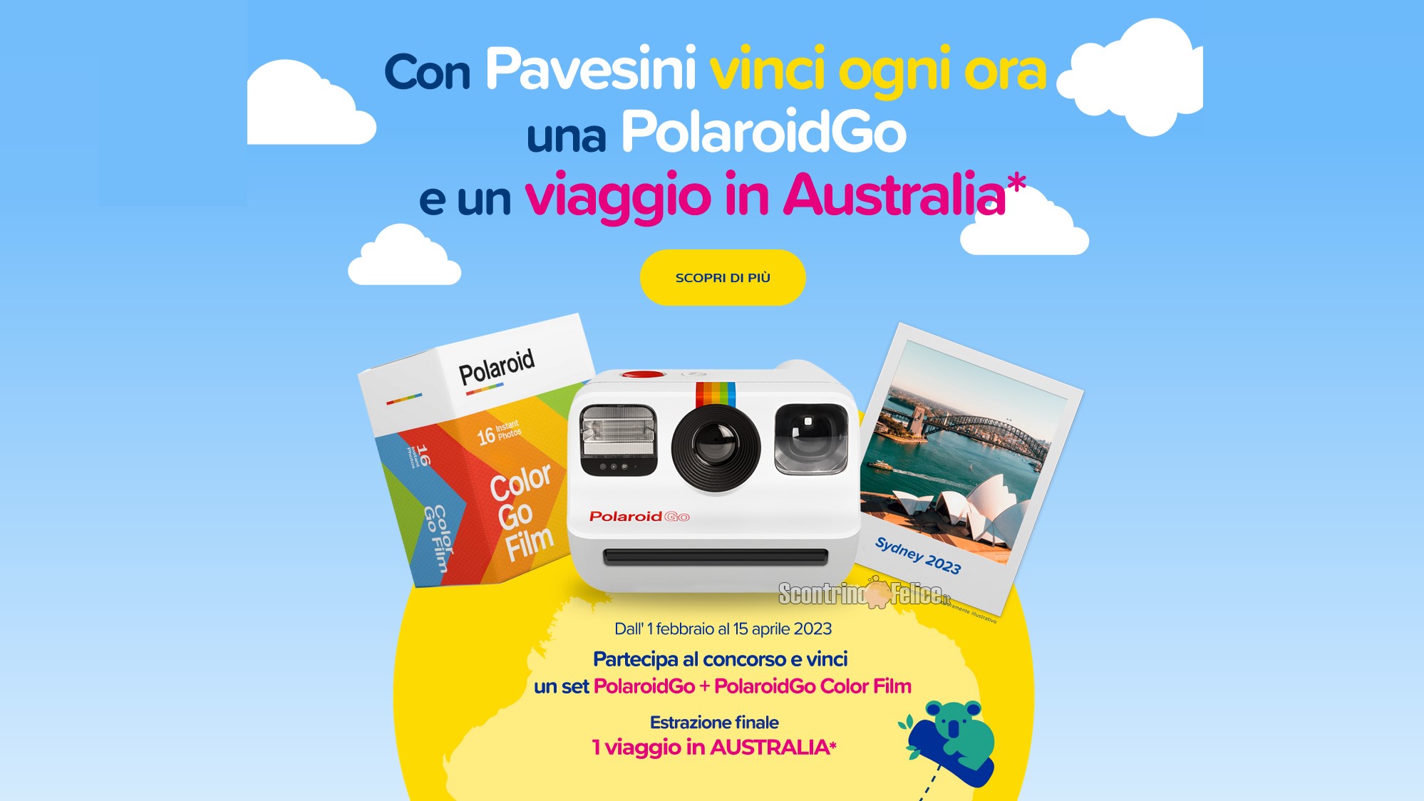 Concorso Pavesini Color Experience: vinci 592 Polaroid GO e 1 Viaggio in Australia!