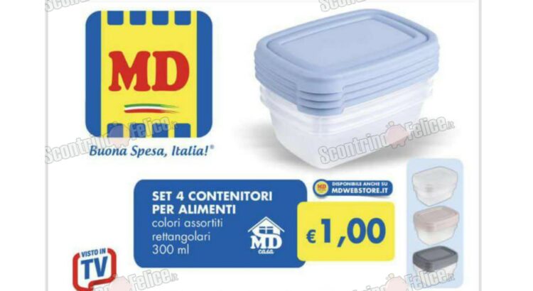 Set di 4 contenitori per alimenti da MD a solo 1 euro: come averli