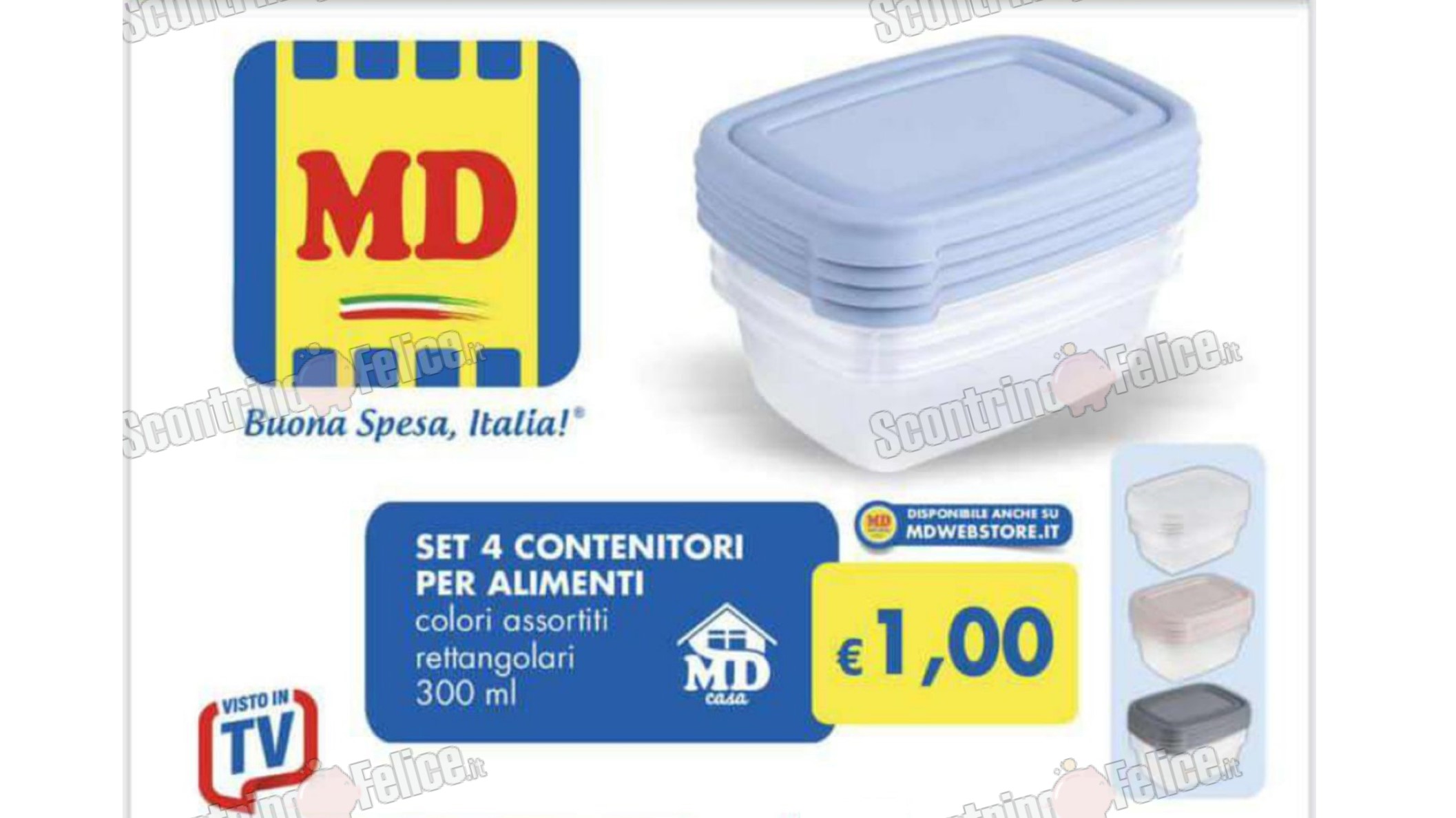 Set di 4 contenitori per alimenti da MD a solo 1 euro: come averli