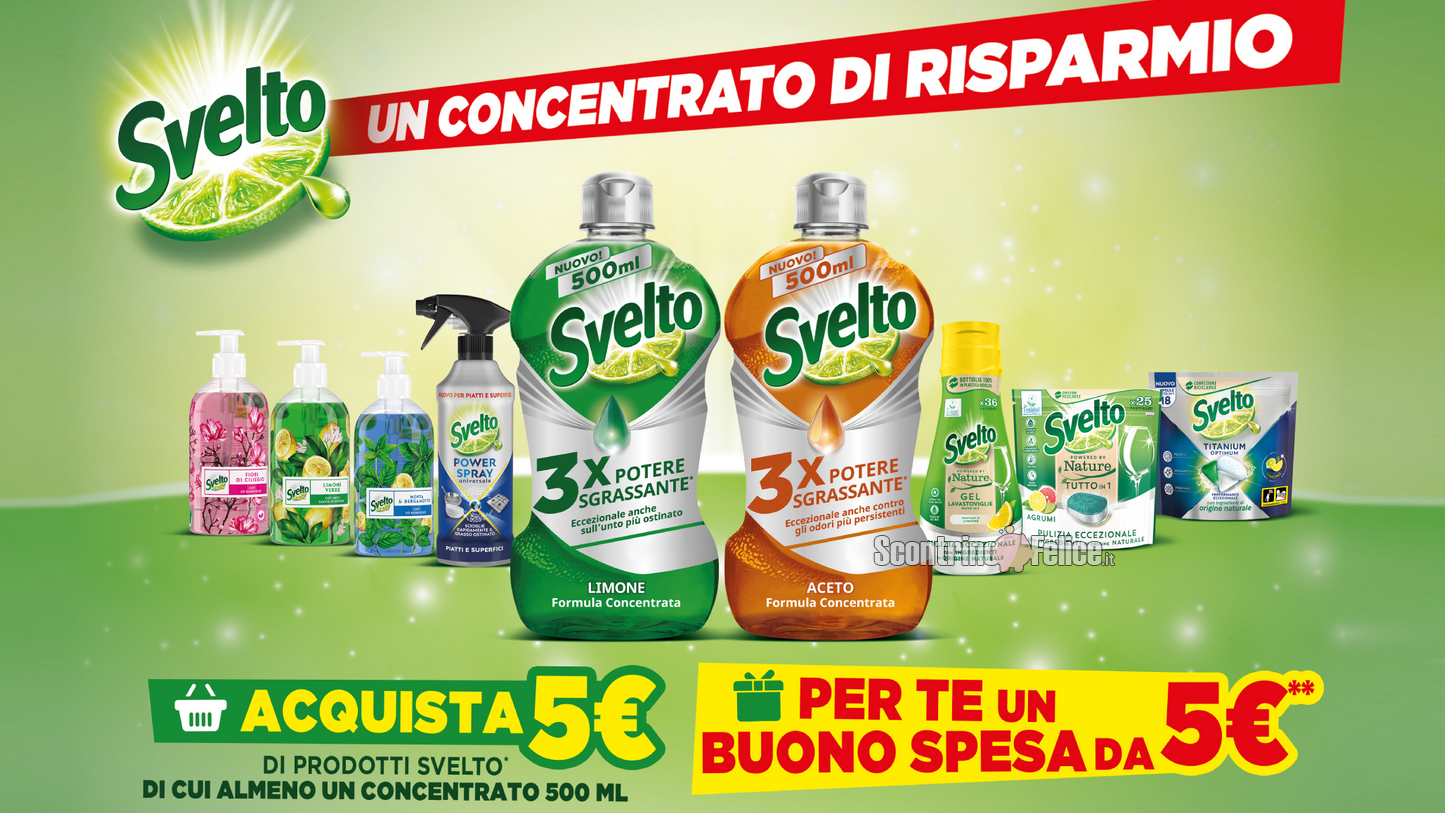 Spendi e Riprendi Svelto "Un concentrato di risparmio": ricevi un buono spesa da 5 euro