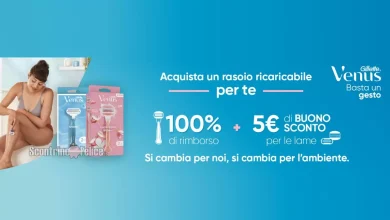 Cashback Gillette Venus: ricevi il rimborso del 100% + 5 euro di buono sconto