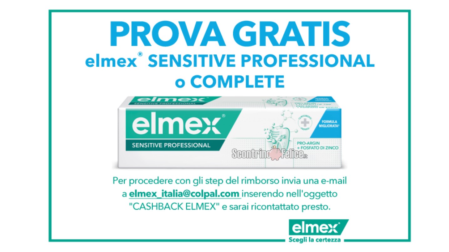 Cashback "Prova gratis Elmex Sensitive Professional": ricevi il rimborso di 1 dentifricio