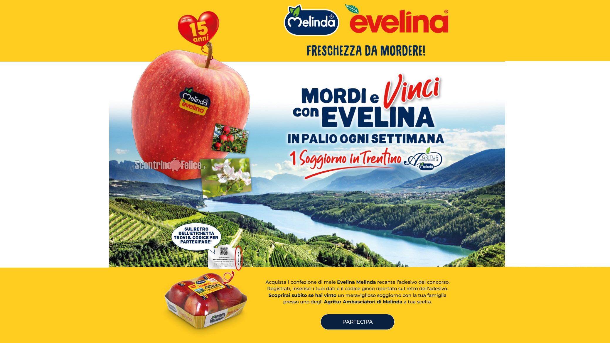 Concorso Melinda "Mordi e vinci con Evelina": in palio 1 soggiorno in Trentino a settimana!