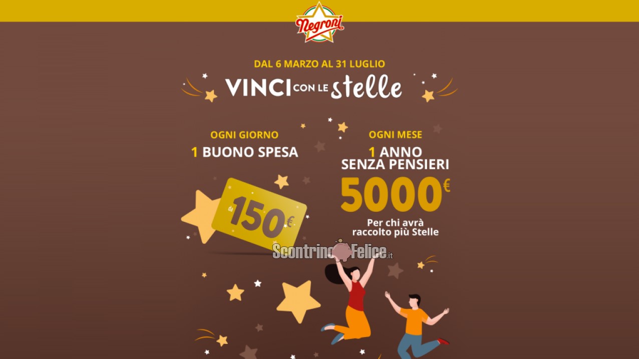 Concorso Negroni "Vinci con le stelle": in palio buoni spesa e 5.000 euro per un anno senza pensieri!