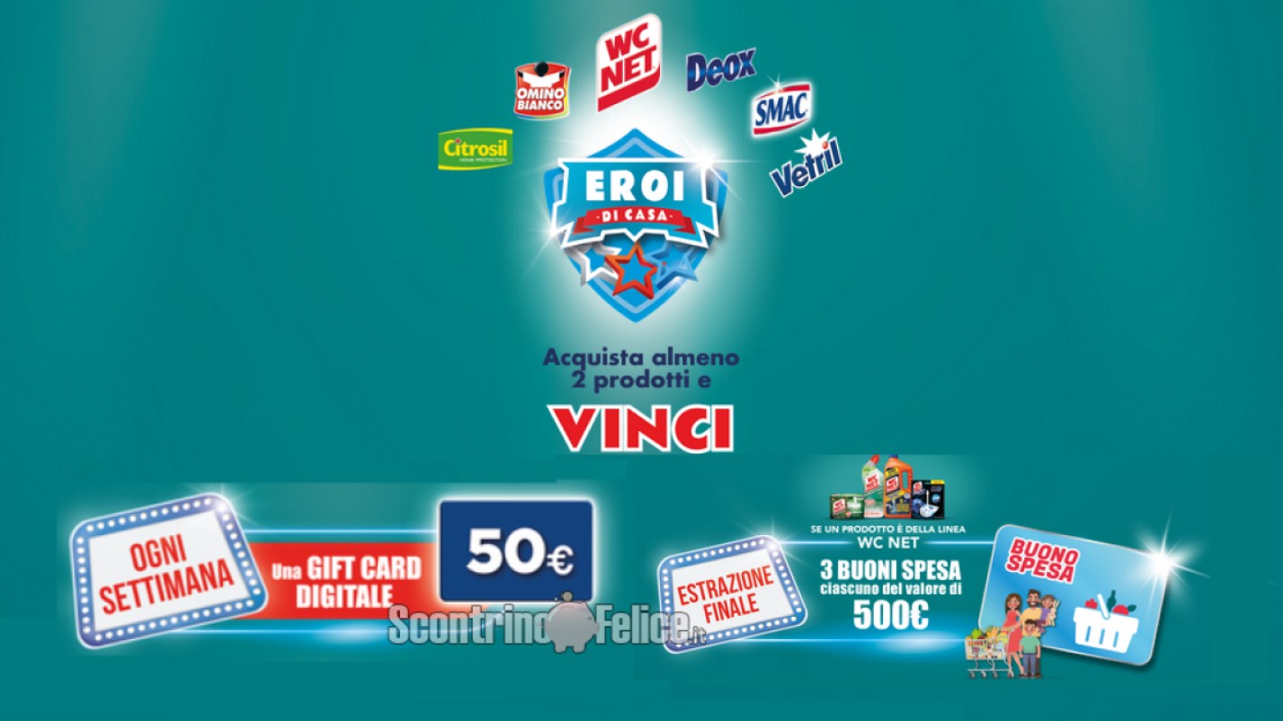 Concorso Eroi Di Casa "Un pulito da vivere": vinci gift card Idea Shopping da 50 euro e buoni spesa da 500 euro