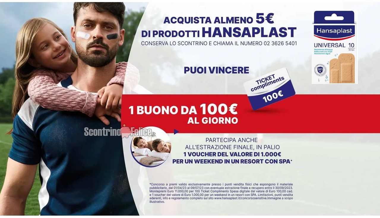 Concorso Hansaplast Sensitive 2023: vinci 1 buono spesa da 100 euro al giorno e 1 weekend in SPA da 1000 euro!