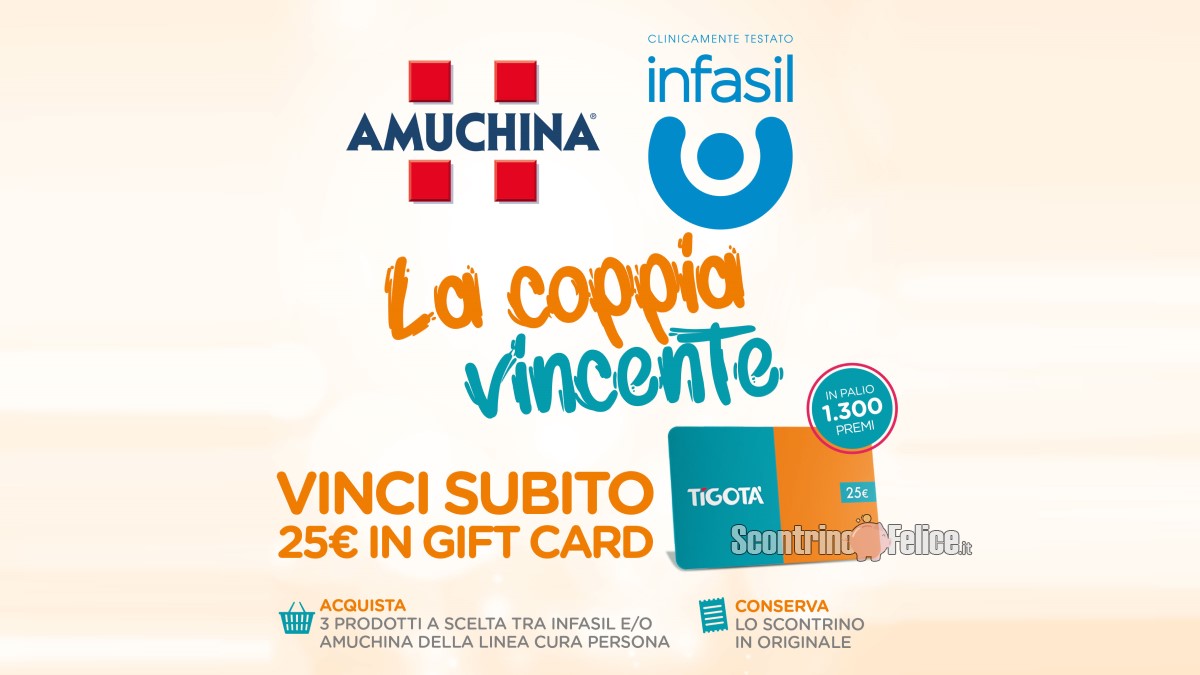 Concorso Amuchina e Infasil: in palio 1300 gift card Tigotà da 25 euro
