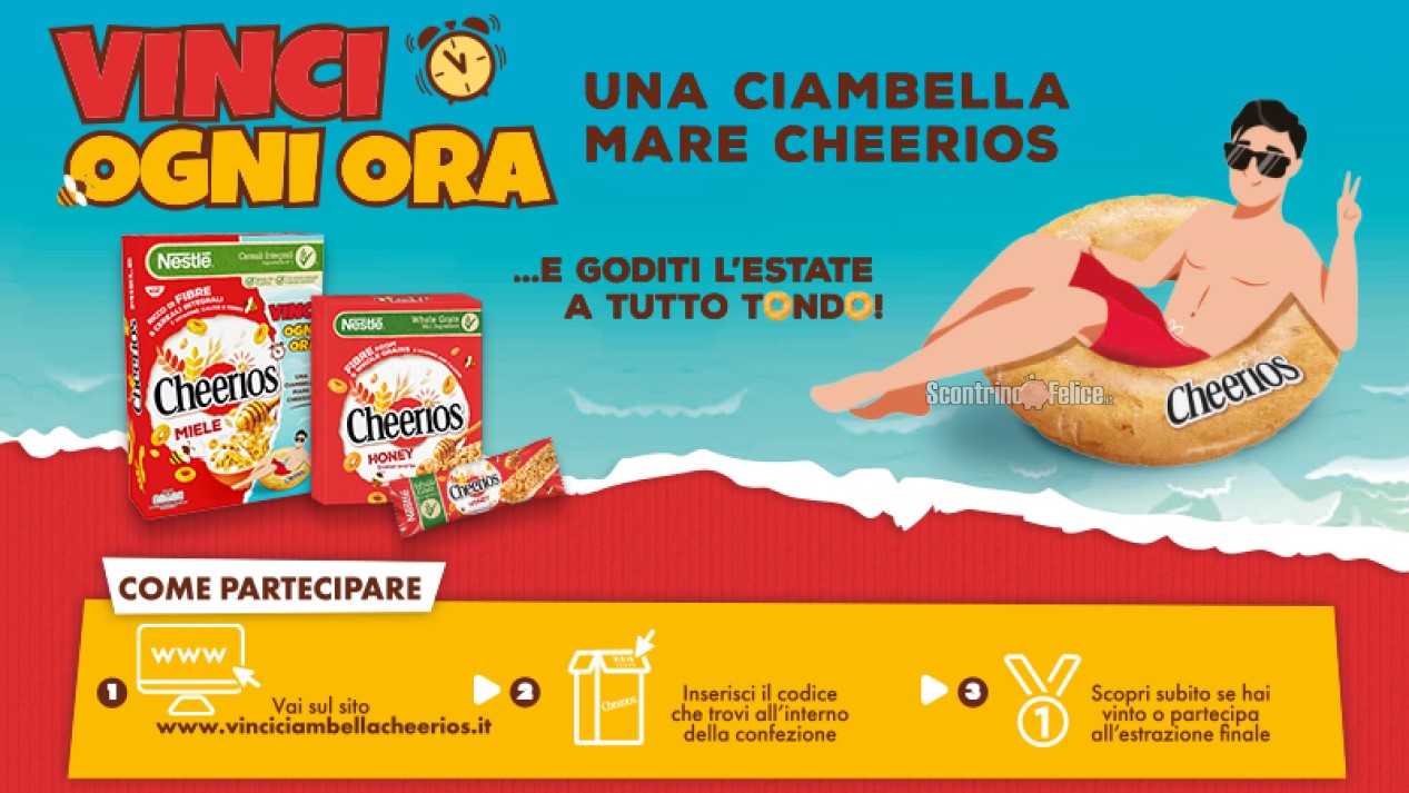 Concorso Cheerios vinci ogni ora 1 ciambella mare brandizzata!