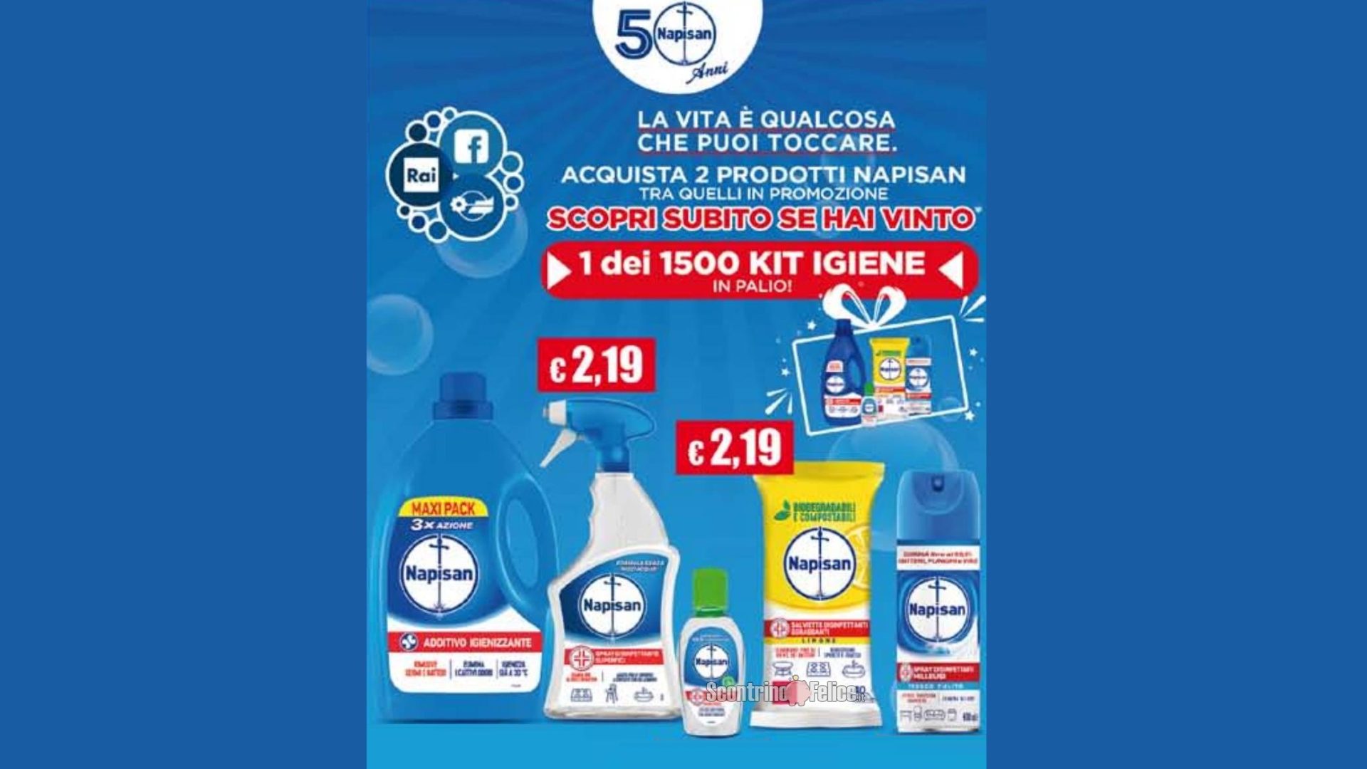 Concorso Napisan 50 Anni da Acqua e Sapone e La Saponeria: vinci 1500 kit igiene