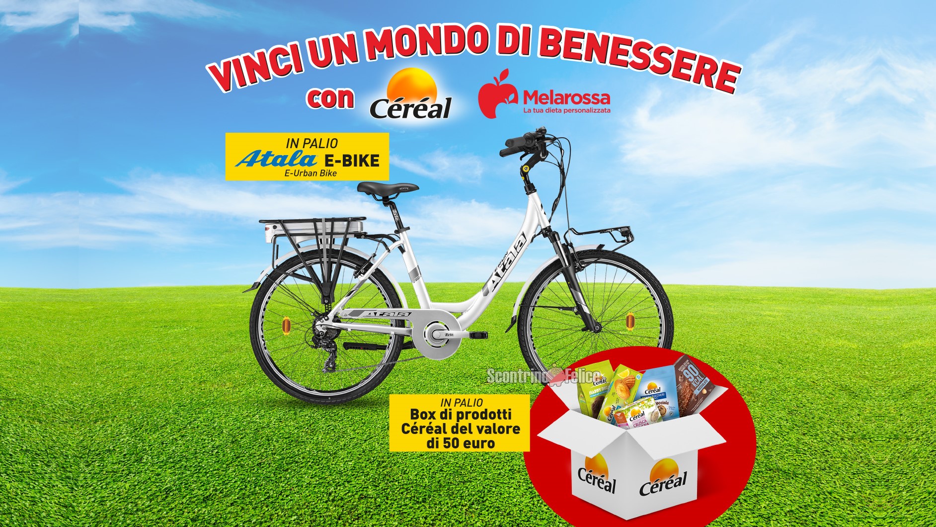 Concorso gratuito Céréal e Melarossa: vinci 1 bici Atala E-Urban Bike e 10 box di prodotti