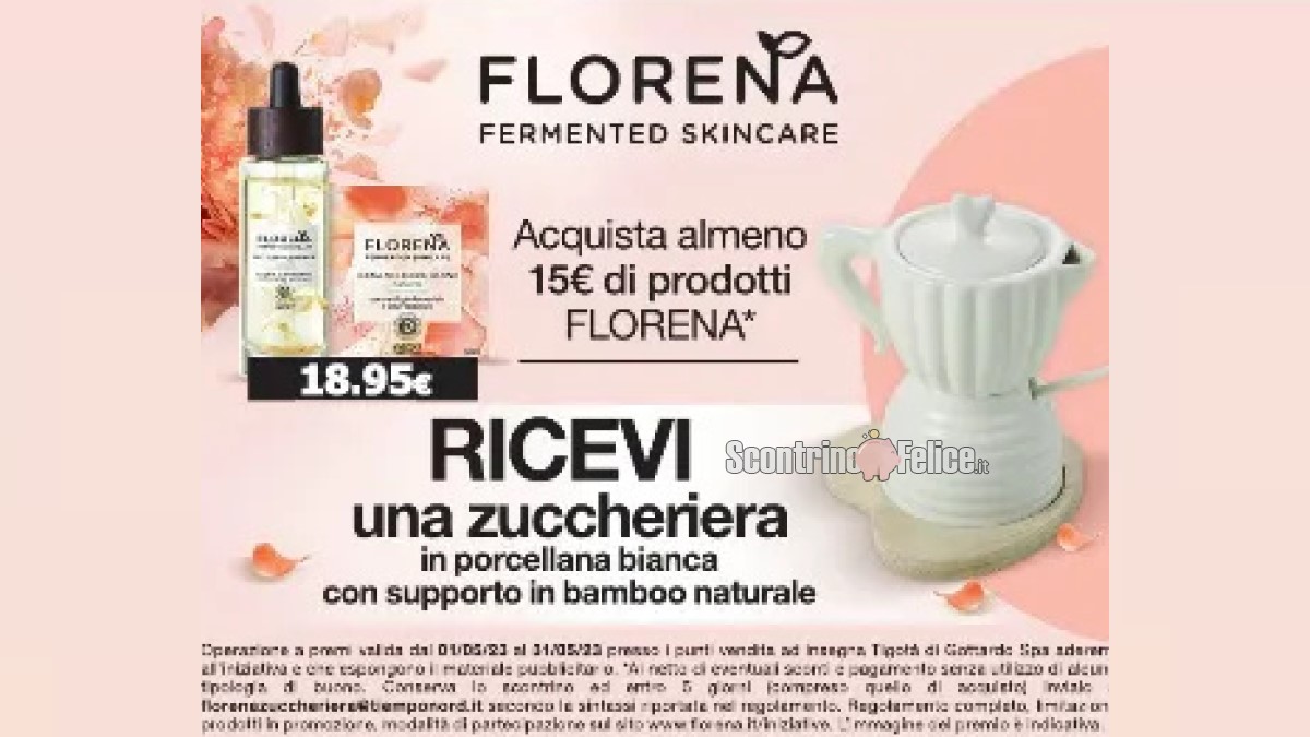 Florena Fermented Skincare: ricevi una zuccheriera Brandani come premio certo