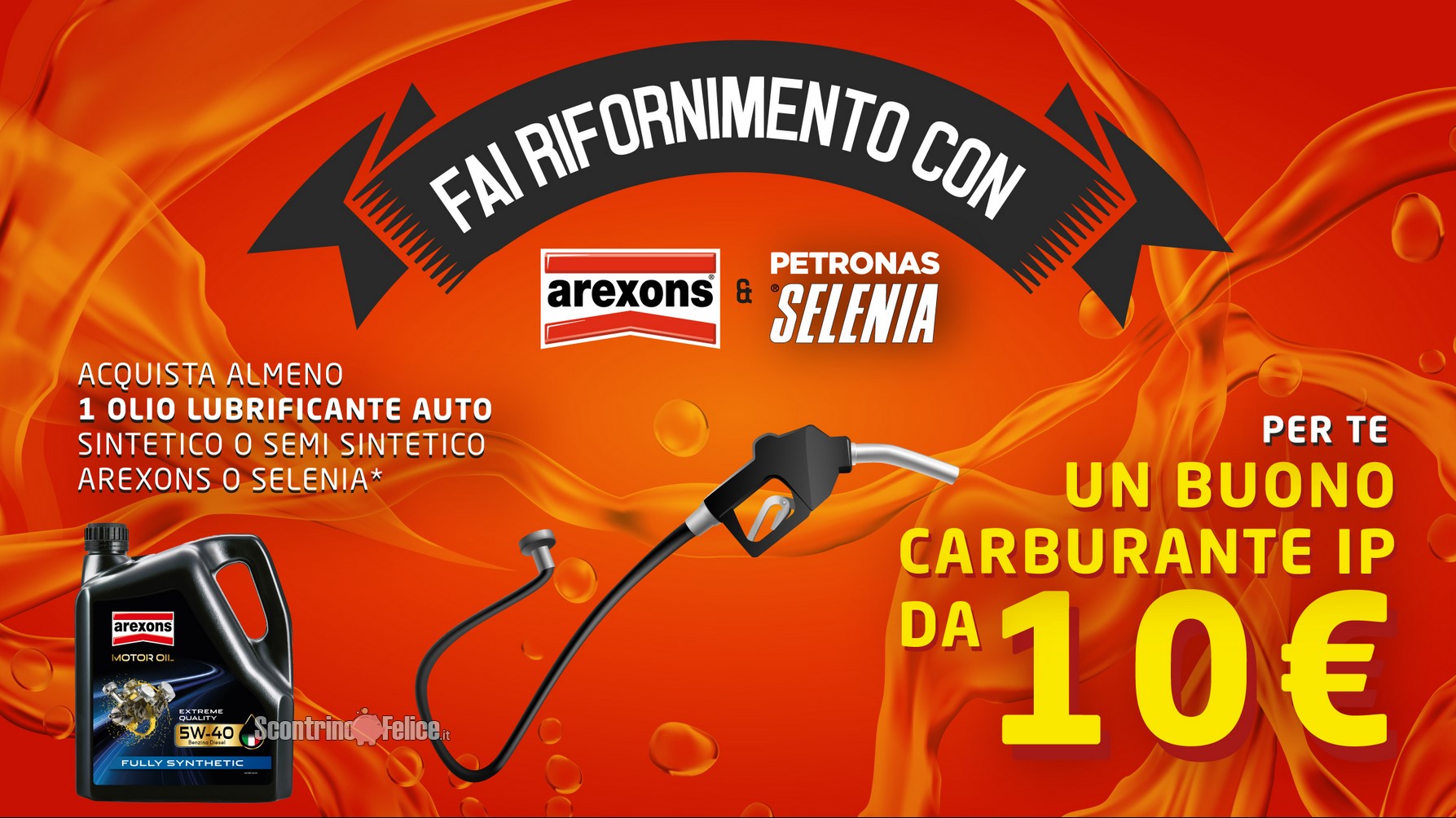 Premio certo “Fai rifornimento con Arexons e Selenia”: ricevi 1 buono carburate IP da 10 euro