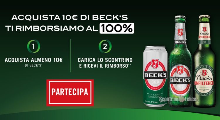 Cashback Beck’s 2023: spendi 10 euro e ricevi il rimborso del 100%