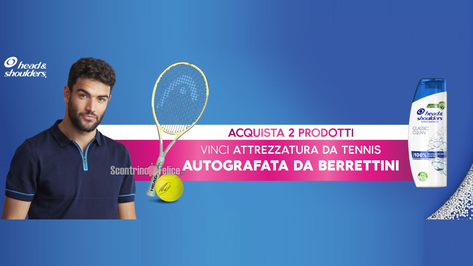 Concorso Head&Shoulders: vinci attrezzatura da tennis autografata da Matteo Berrettini