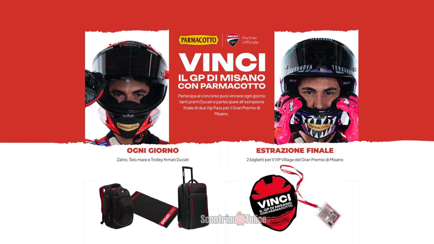 Concorso Parmacotto: vinci premi Ducati e 2 Vip Pass per il Gran Premio di Misano