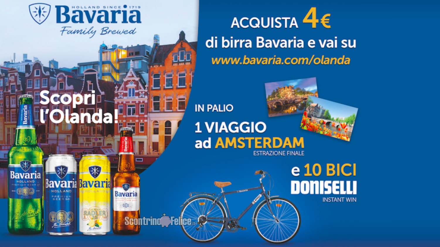 Concorso “Scopri l’Olanda con Bavaria”: vinci biciclette e 1 viaggio ad Amsterdam