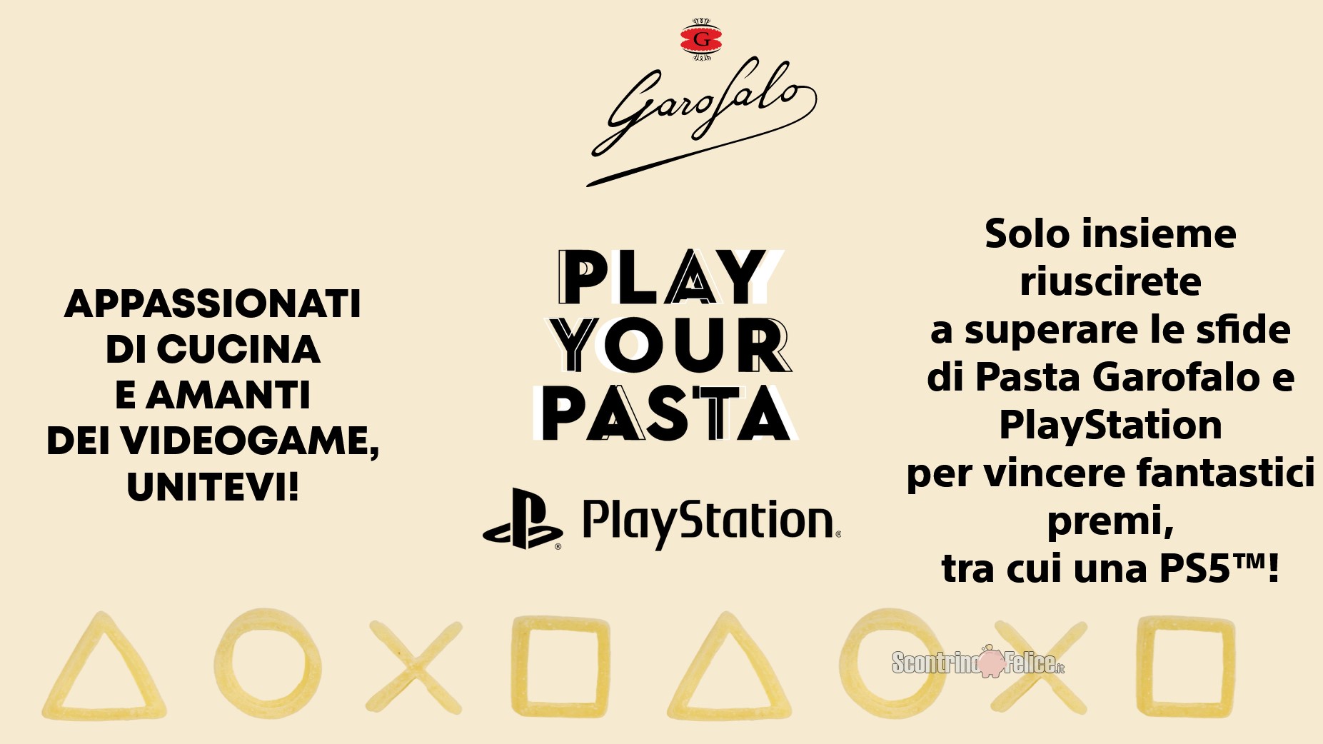 Concorso gratuito Garofalo "Play Your Pasta": vinci forniture di pasta e premi Playstation